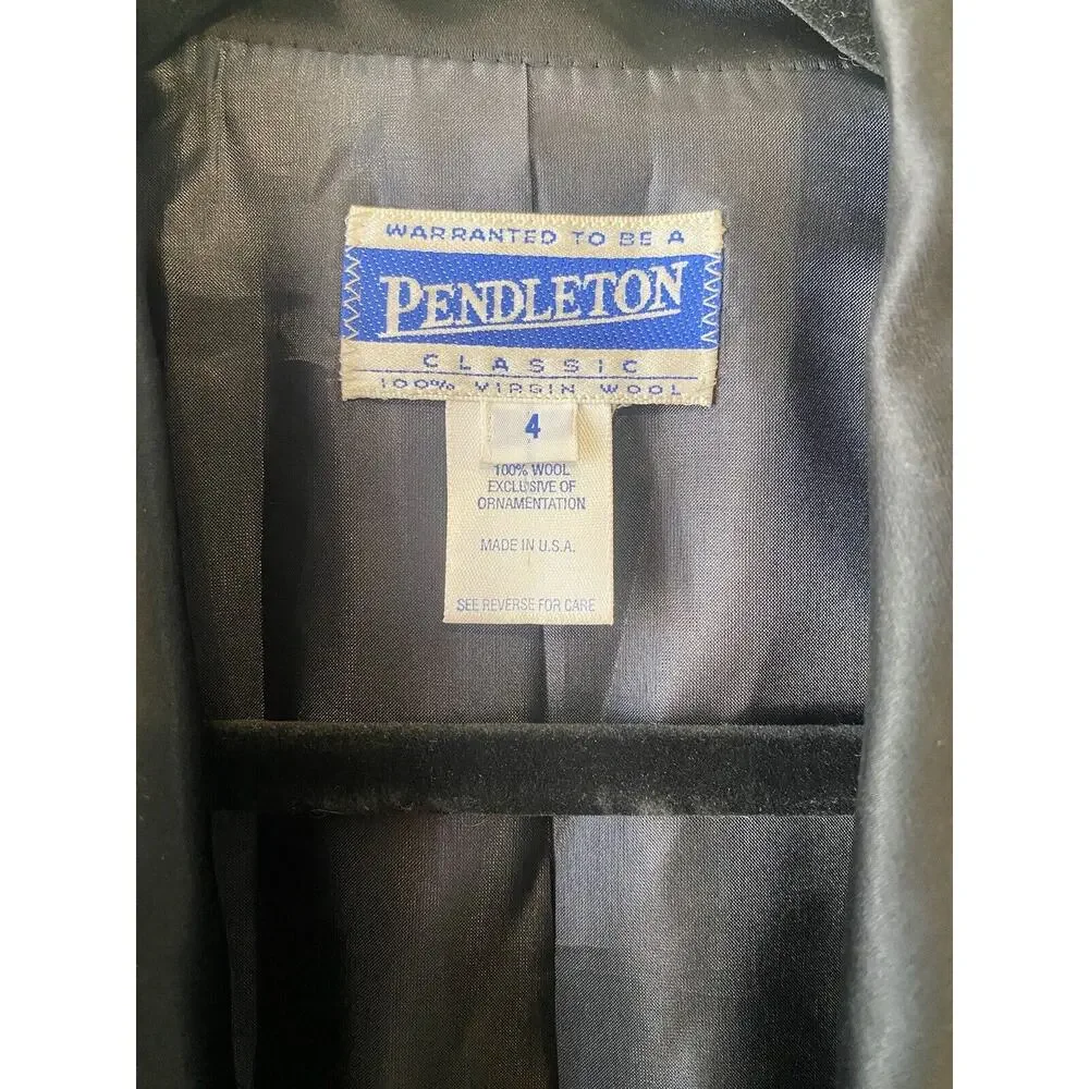VINTAGE Pendleton Blazer Womens Size 4 100% Wool Black Classic Office Capsule - Picture 4 of 10